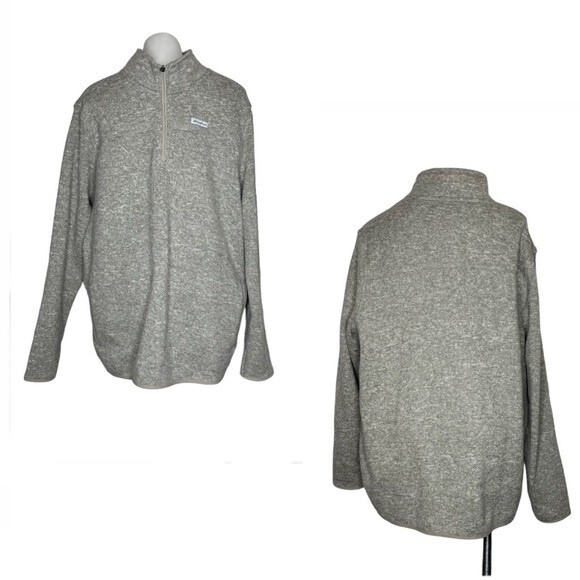 EDDIE BAUER 1/4 Zip Knit Fleece Beige Pullover Mock Neck Size XXL - Picture 8 of 8